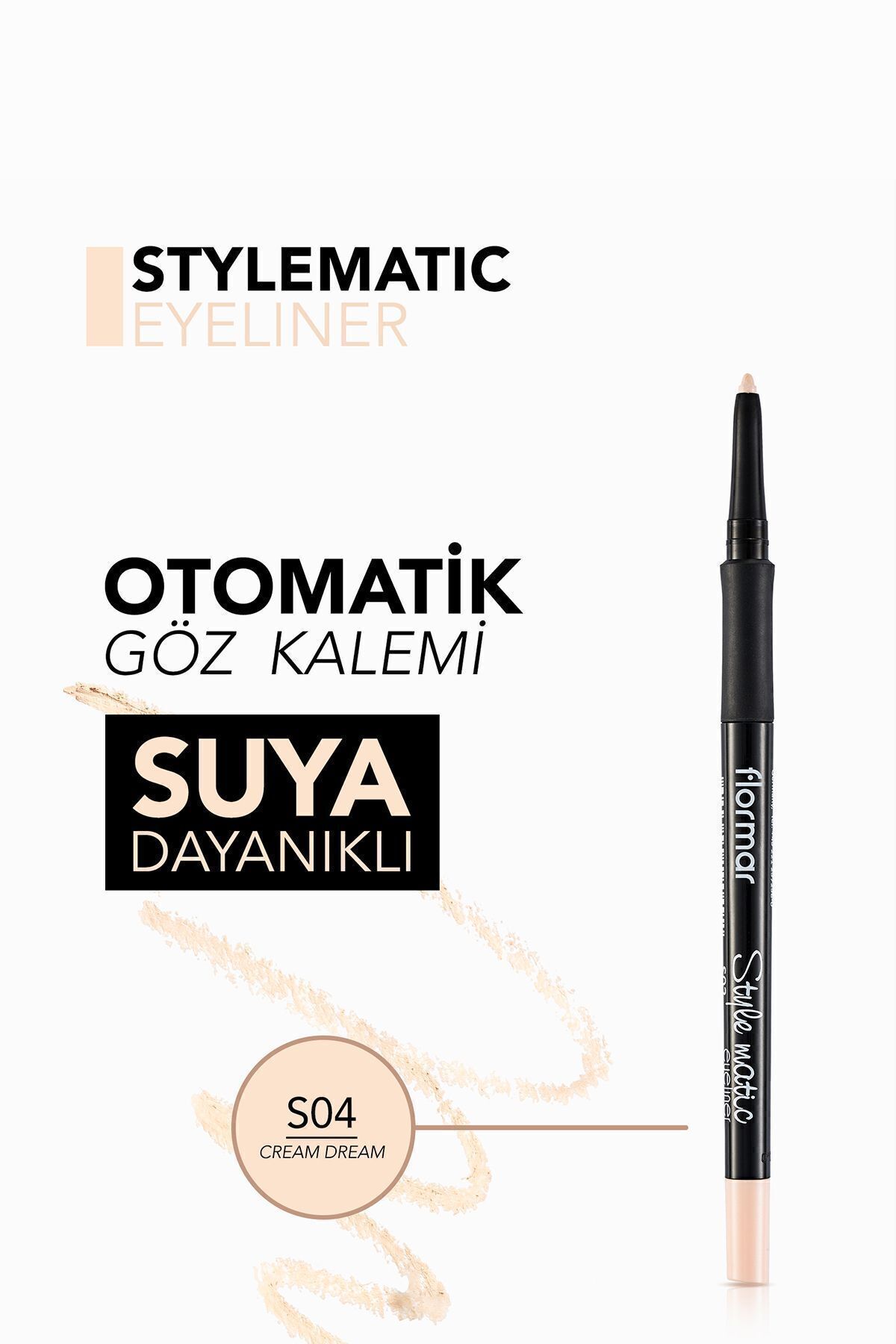 Flormar-Asansörlü Mat Göz Kalemi (Ten) - Stylematic Eyeliner - S04 Cream Dream - 8690604190515 5