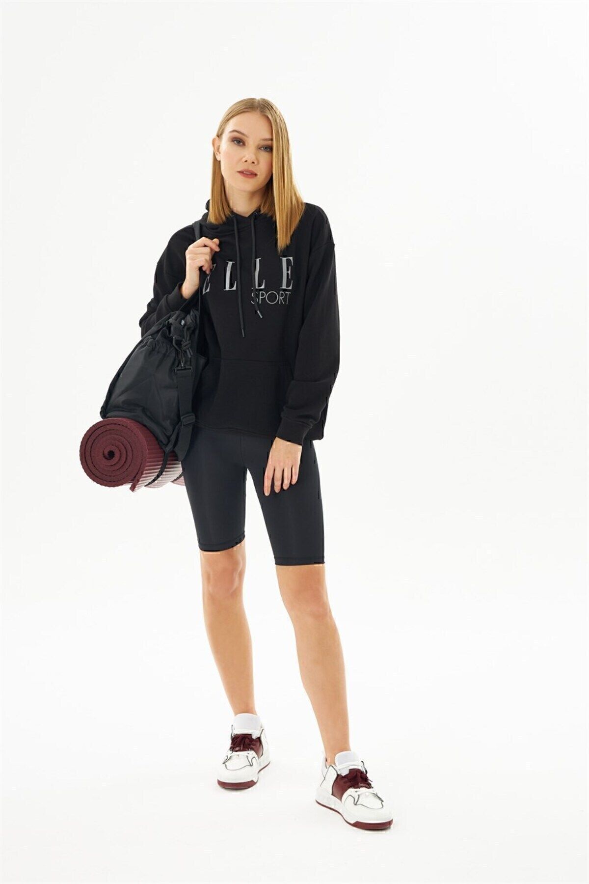 ELLE-Hanorac sport pentru damă, cu glugă, reflector de buzunar 2