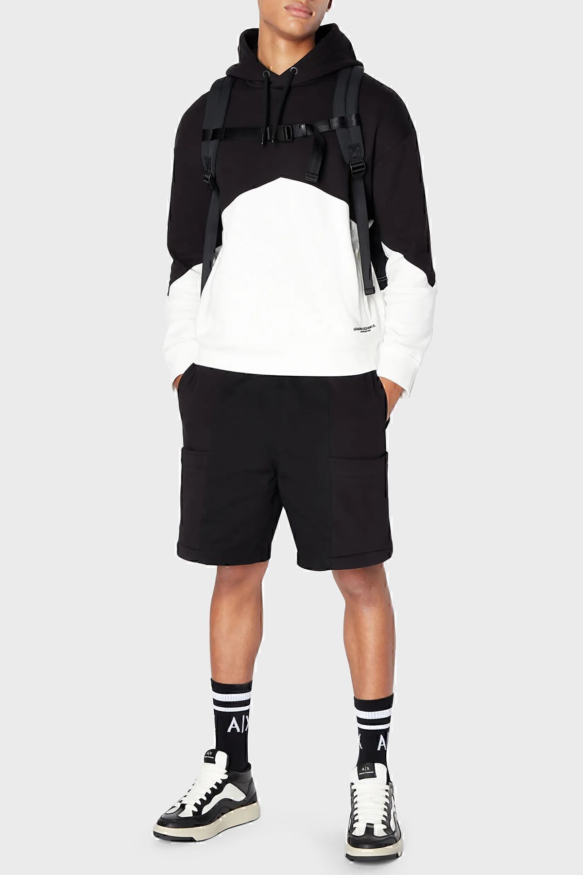 سویشرت سفید مردانه بلوک رنگی 100 ٪ پنبه به طور منظم عرق 6rzmlb ZJ4xz 22cg Armani Exchange