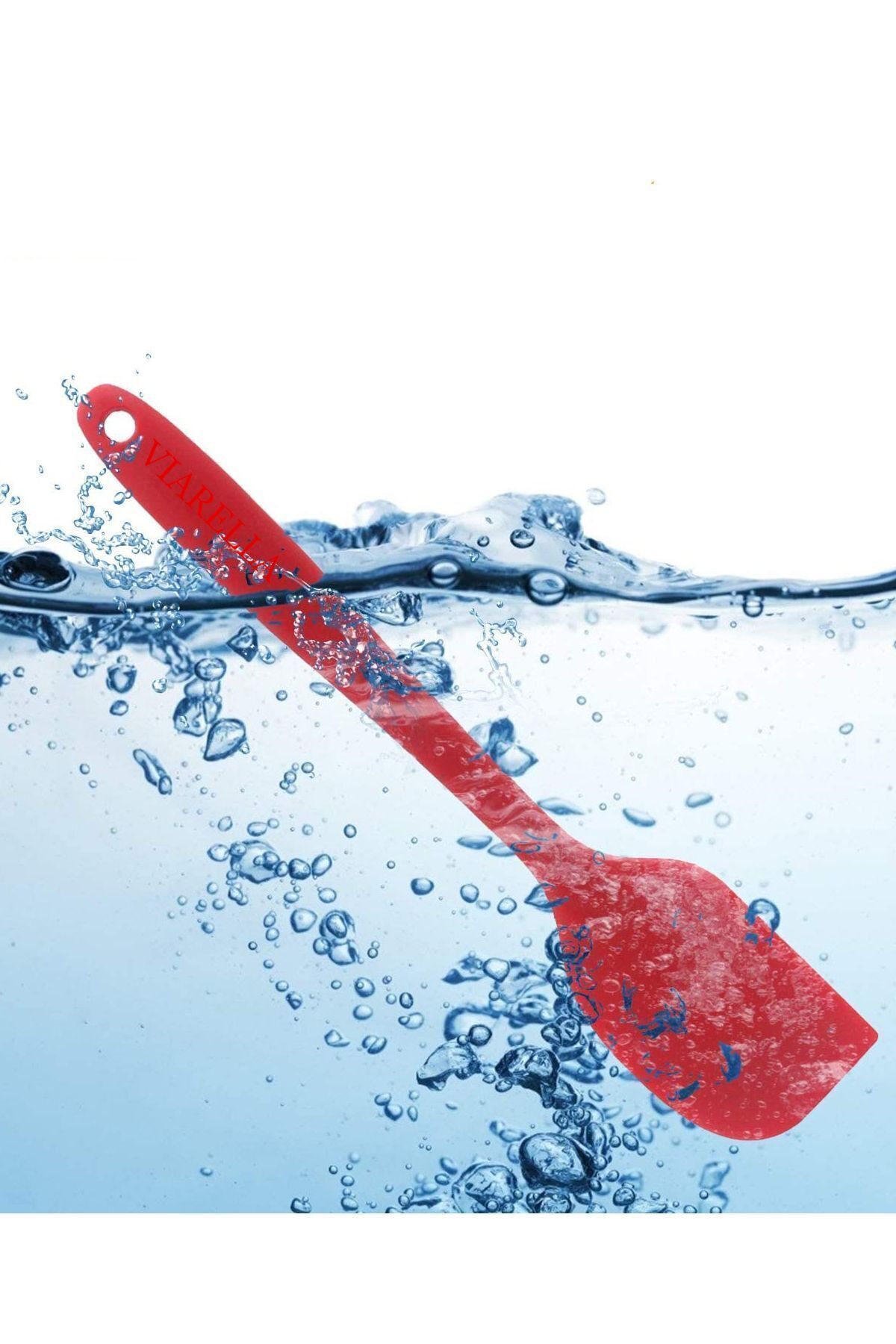 viarella-Silicone Spatula Large Size Fireproof Non-stick Non-Scratch Red 8
