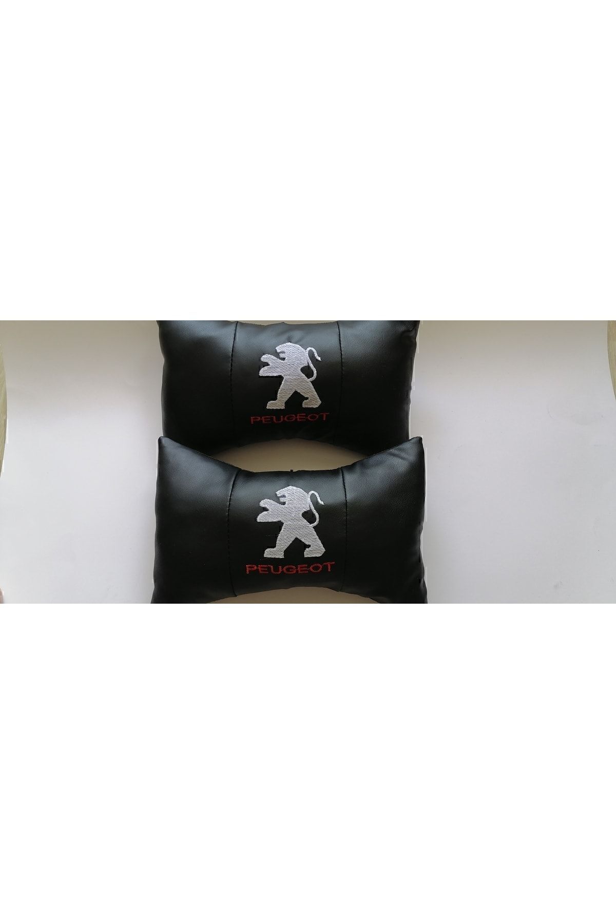 Agfa Peugeot 205 206 207 208 Beyaz Logolu Oto Araç Araba Ofis Bel Destek Koltuk Boyun Yastığı Nakışlı