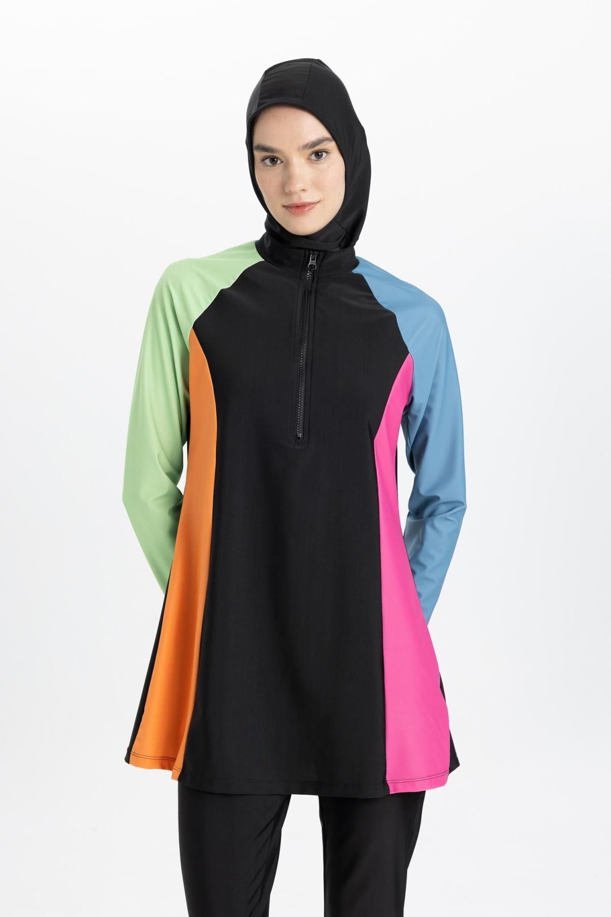 DeFacto-Σετ μαγιό 4 τεμαχίων Color Block Basic Burkini Hijab - Regular Fit B5237ax24sm 6