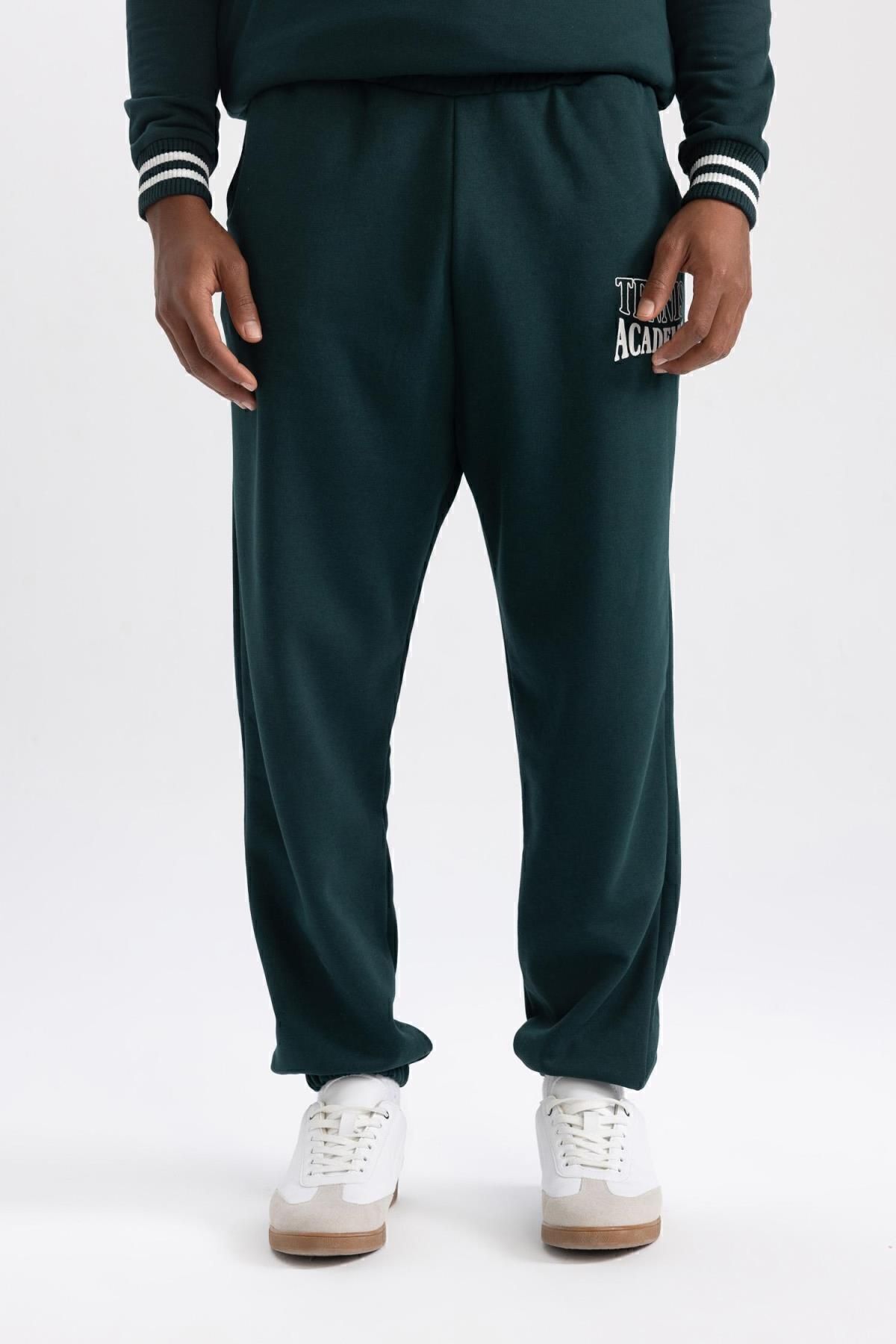 DeFacto-Übergroße Jogginghose – elastisches Bein mit Taschen, bedruckter Taillenschnürung 6