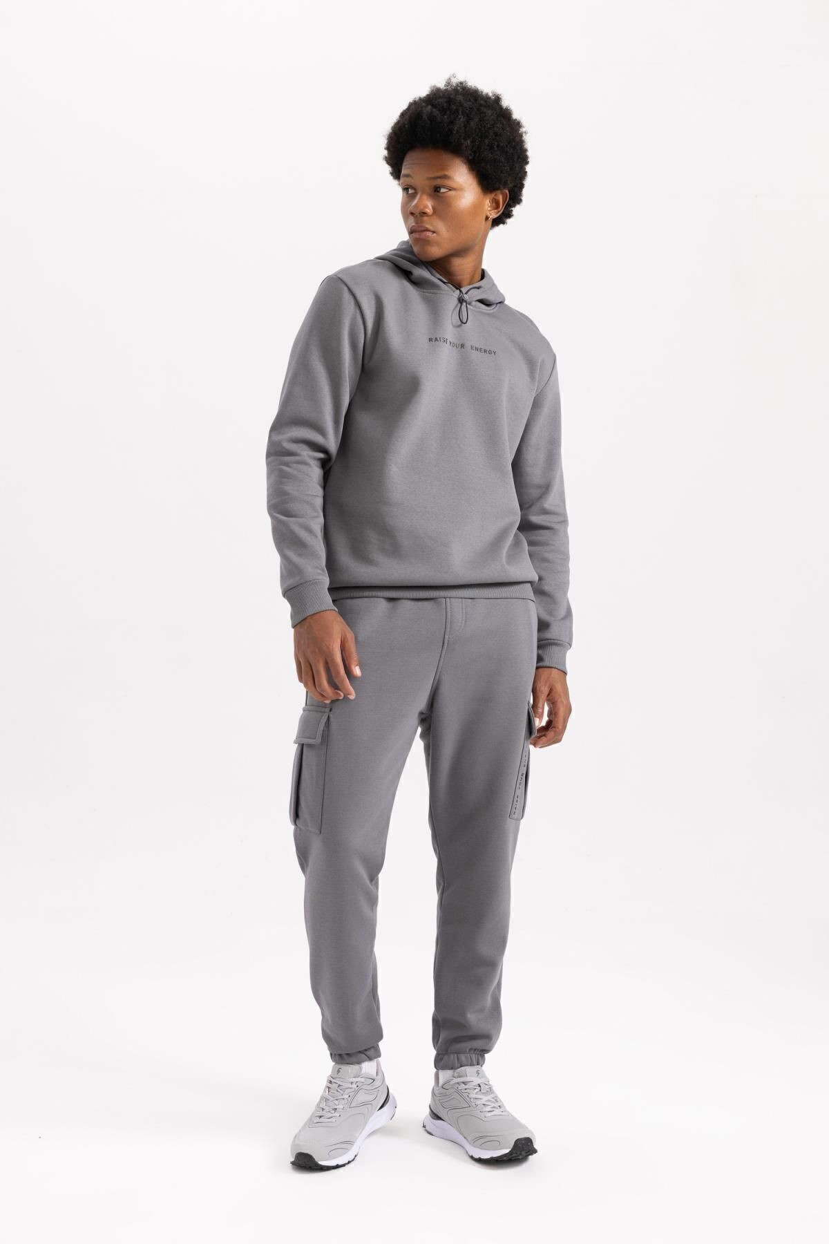 DeFacto-Φούτερ Jogger Standard Fit - με κορδόνια στη μέση και τσέπες Cargo Y7119az23au 4