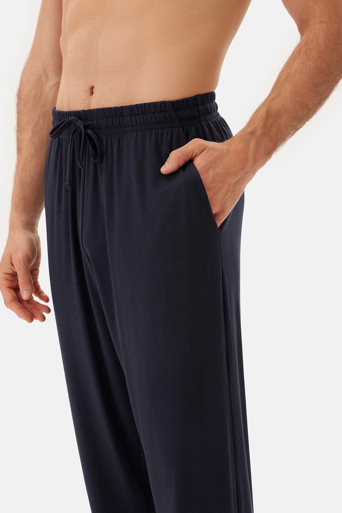 ست پیژامه مردانه NAVY BLIND NALF EGG T SHIRT TROUSERS SINGAMA مجموعه لباس خواب Dagi
