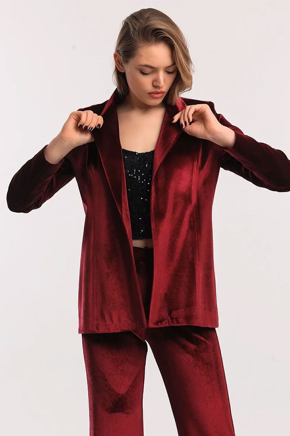  Sense Bordo Kadife Ceket | CKT33956yn