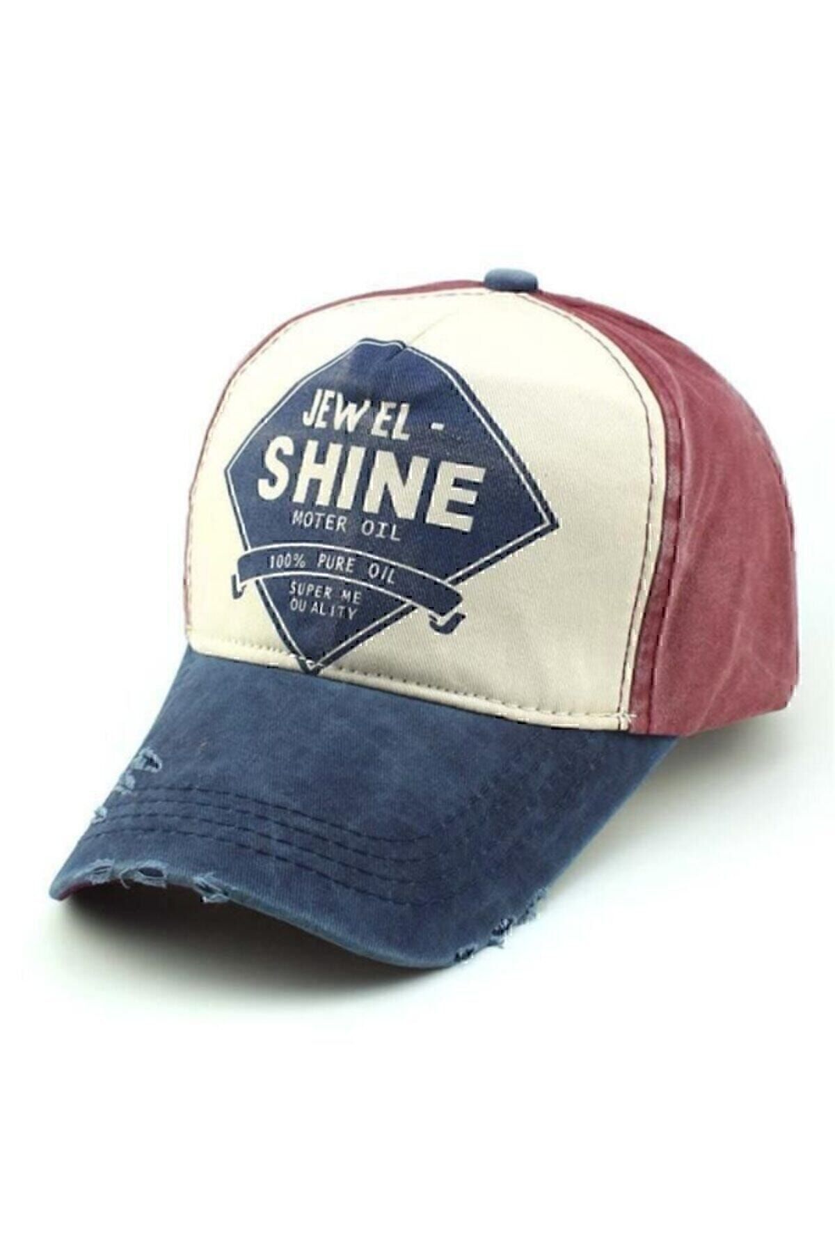 Lacivert Bordo Eskitme Shine Şapka