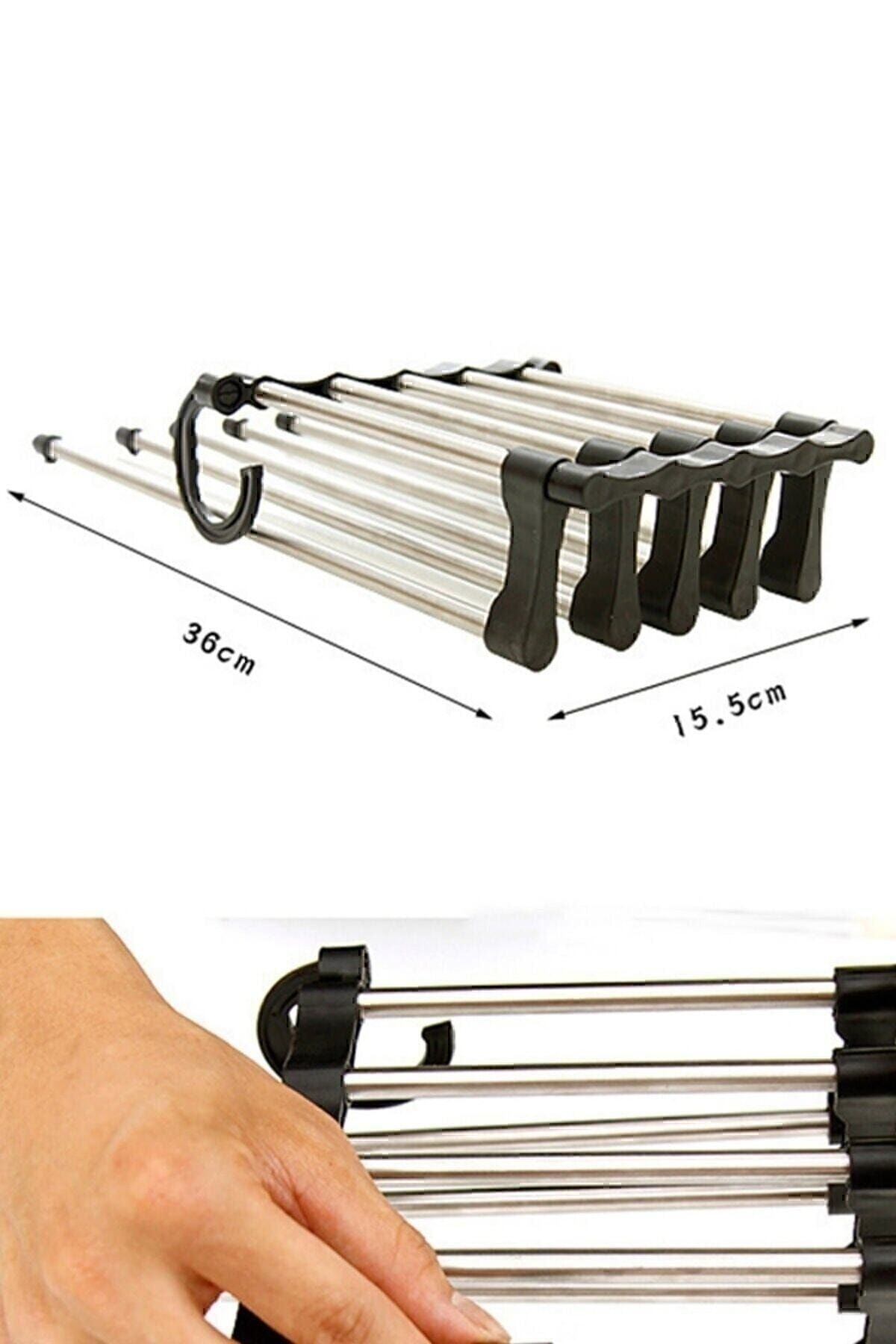 Canderel-Foldable 5-Piece Trouser Hanger Movable In-Closet Hanger System 3