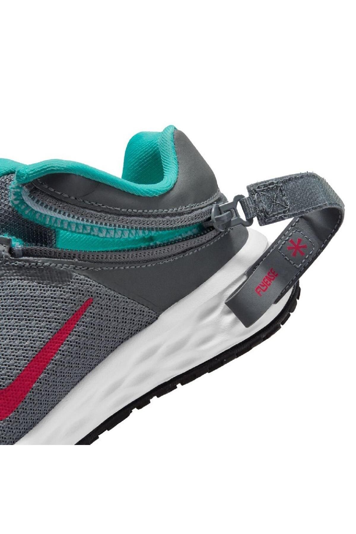 Nike Revolution 6 G. S. Flyease Walk Zip Shoes Zippered Walking Shoes Gray Trendyol