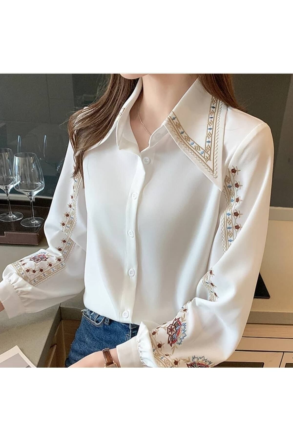 TRENDBUTİKOFFİCİAL Shirt Embroidery Collar