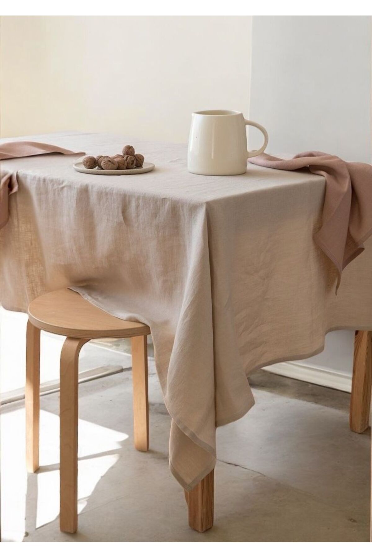 CASPARA-Texture I - Organic Raw Linen Tablecloth with Stylish Design 5