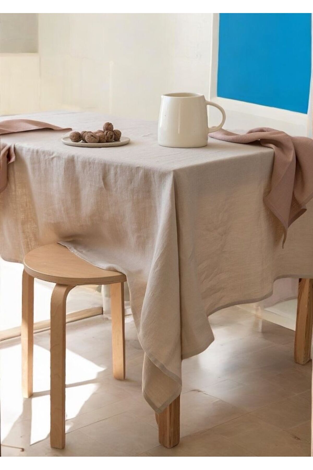 CASPARA-Texture I - Organic Raw Linen Tablecloth with Stylish Design 6