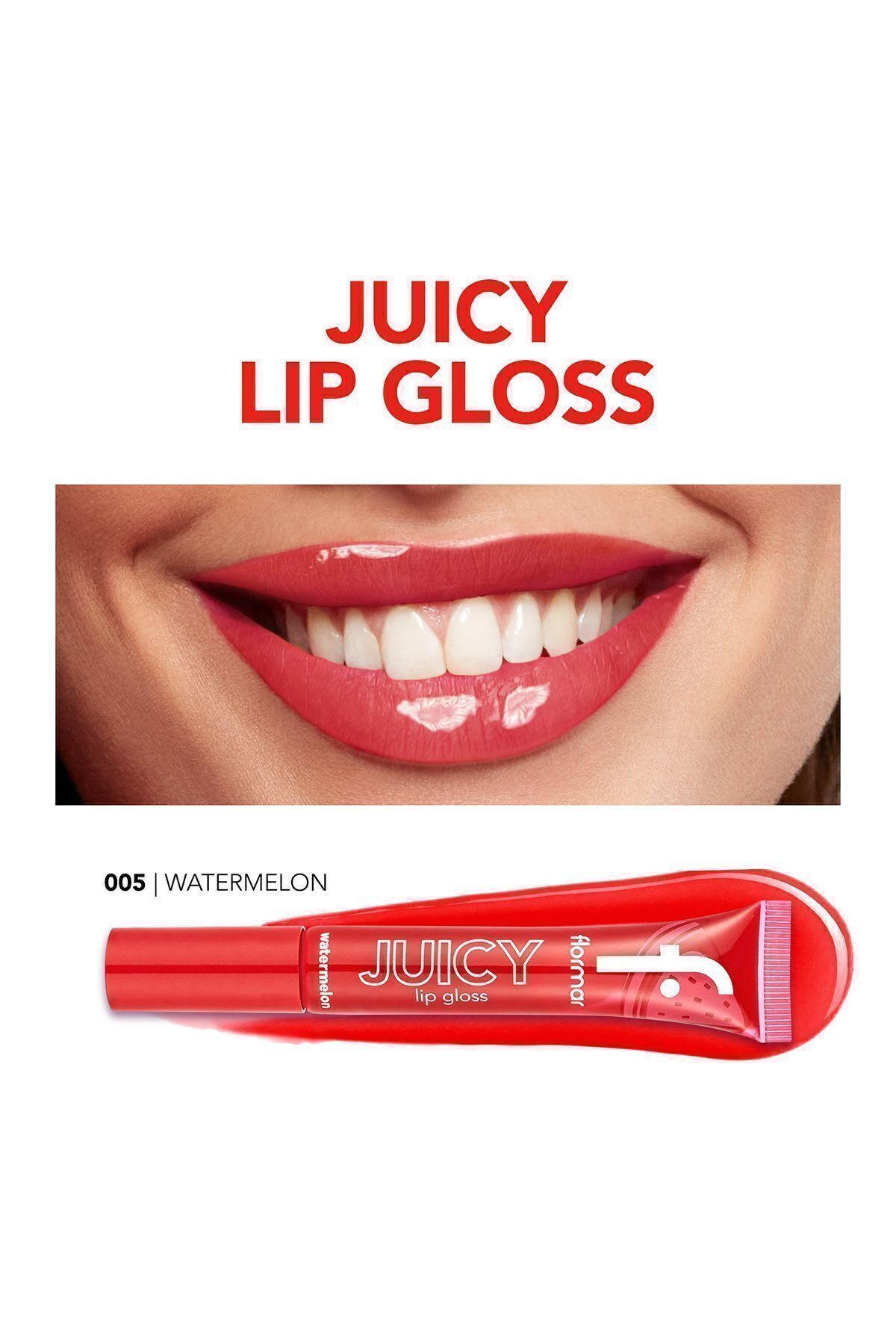 Flormar-Fruit Flavored Lip Gloss (Watermelon) - Juicy Lip Gloss - 005 Watermelon - 8682536087759 8