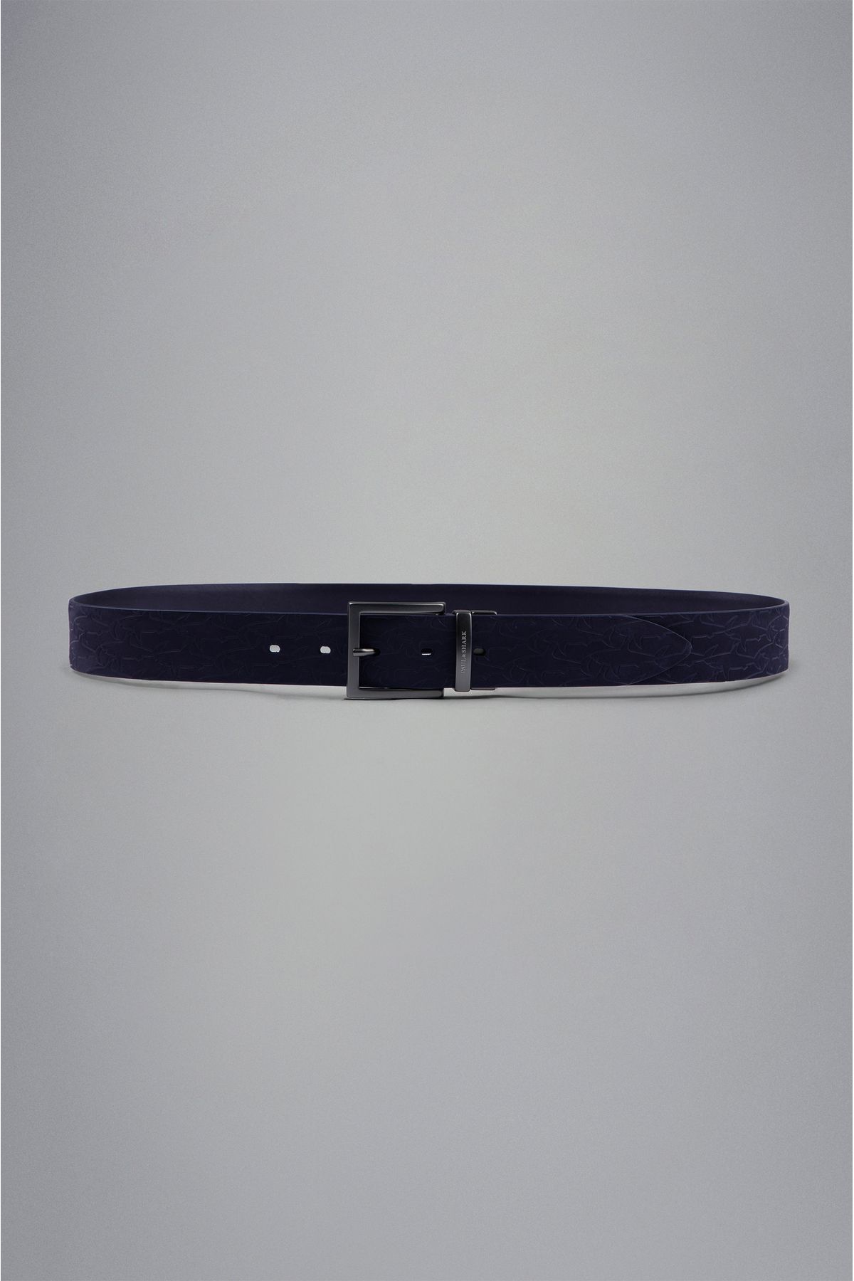Men's Brand Logo Embossed Adjustable Blue Belt with Metal Buckle 14316031-050