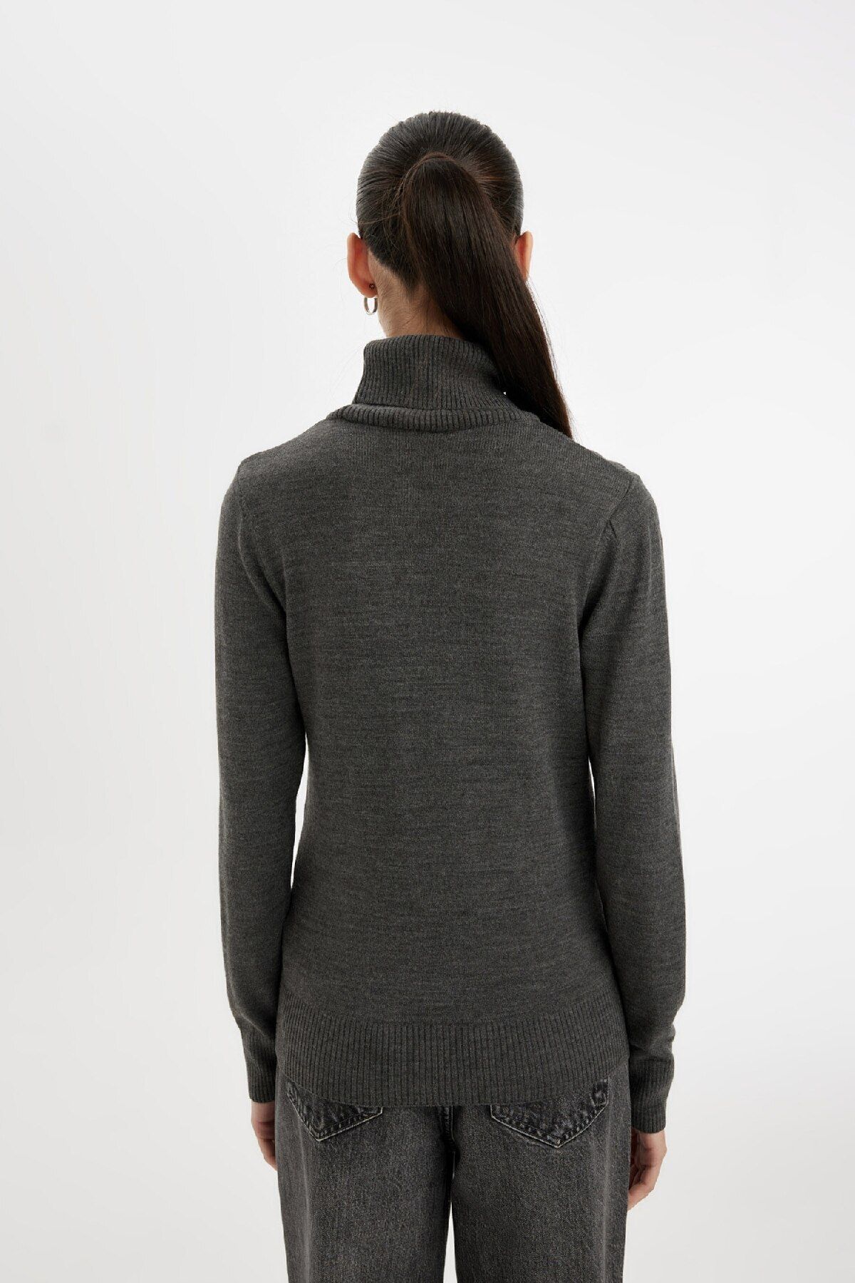 DeFacto-Regular Fit Soft Textured Turtleneck Basic Plain Strickpullover H1651az24wn 5