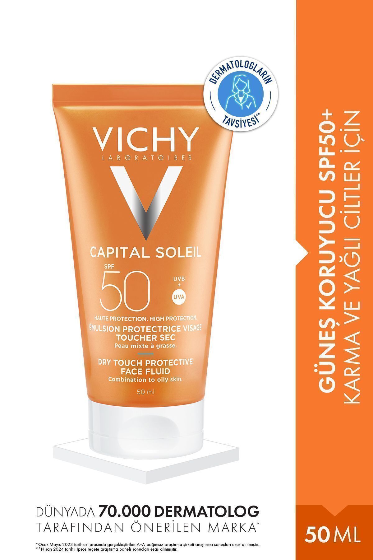 Vichy Capital Soleil Dry Touch - Yüksek Korumalı Güneş Koruyucu - SPF 50 - 50 Ml