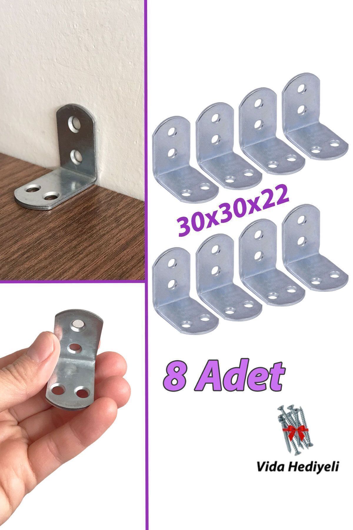 8 Pieces Furniture Wardrobe Wall Stabilizer Corner Connection L Iron Miter Earthquake Safety 30x30x22mm