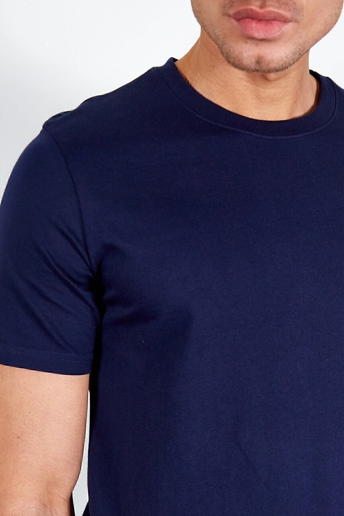 Manche-Ανδρικό μπλουζάκι Navy Blue Basic - Mes 216959 -01 4