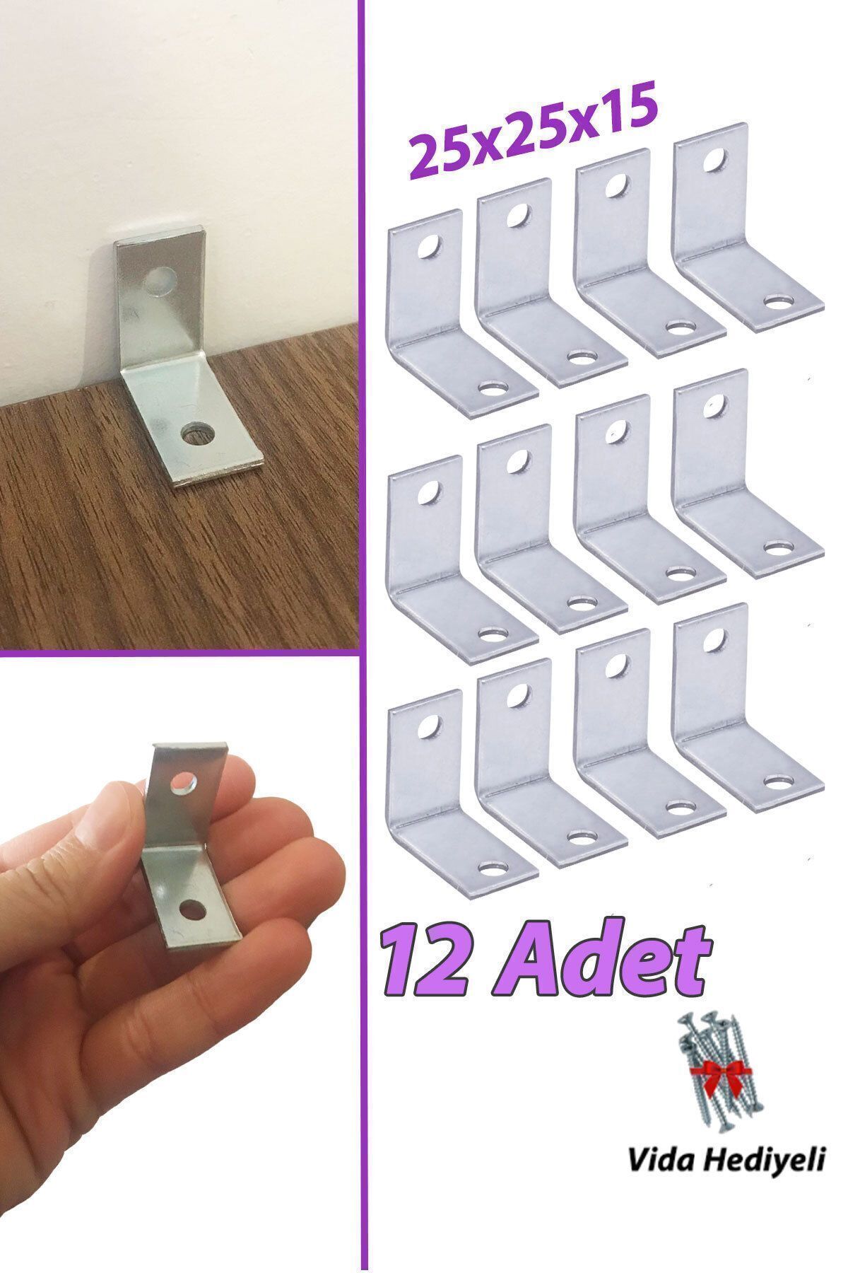 12 Pieces Furniture Wardrobe Wall Stabilizer Corner Connection L Iron Miter Earthquake Safety 25x25x15mm