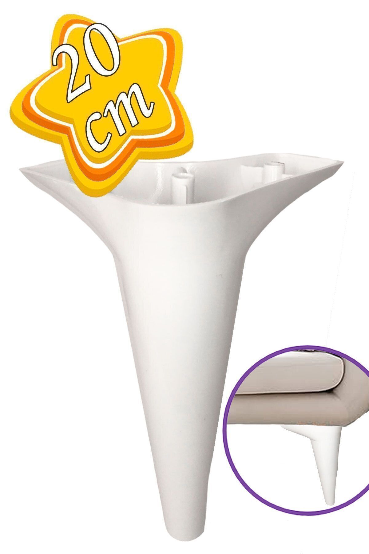 GLASWEN Zelve 20 cm Beyaz Lüx Mobilya Kanepe Sehpa Ünite Koltuk Ayağı Baza Ayak