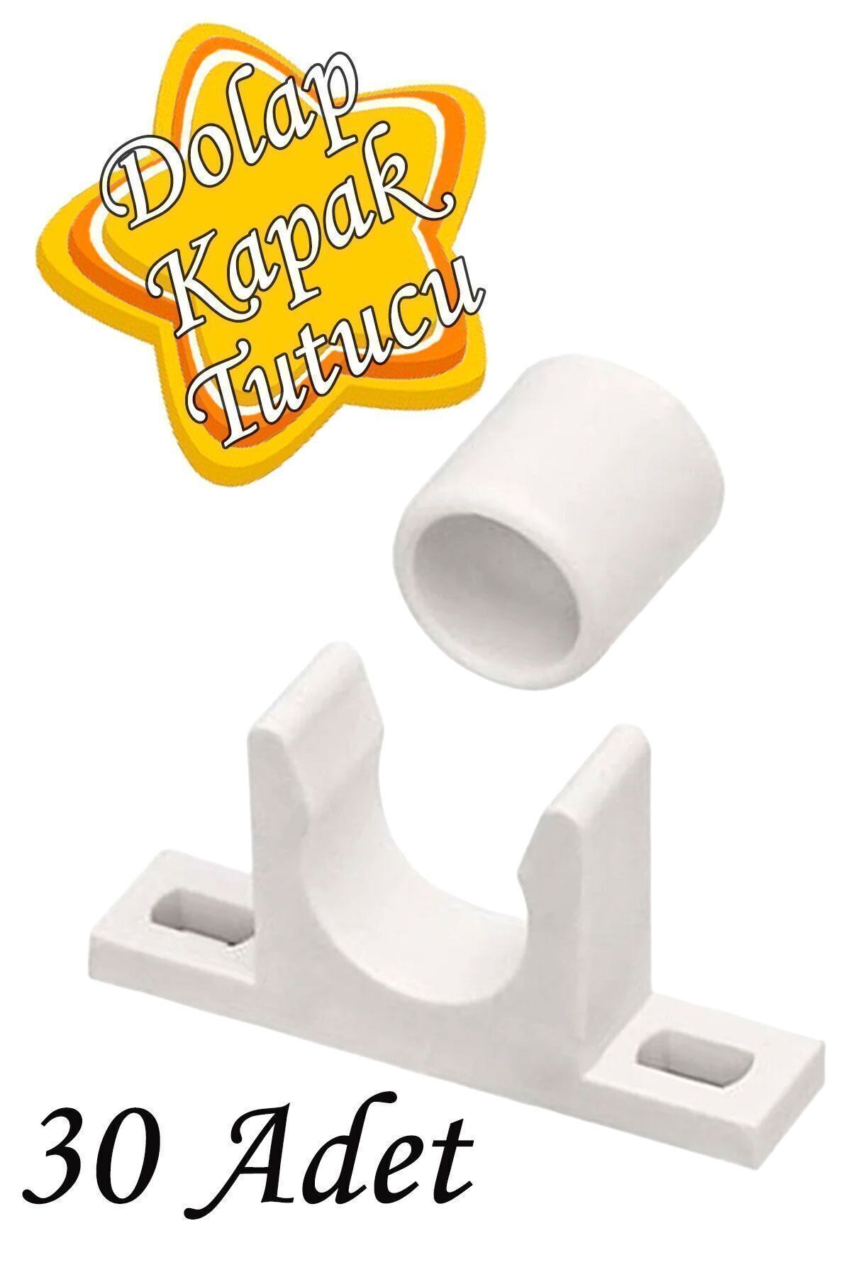 GLASWEN 30 Adet Mobilya Dolap Kapak Tutucu Plastik Çıt Çıt Beyaz