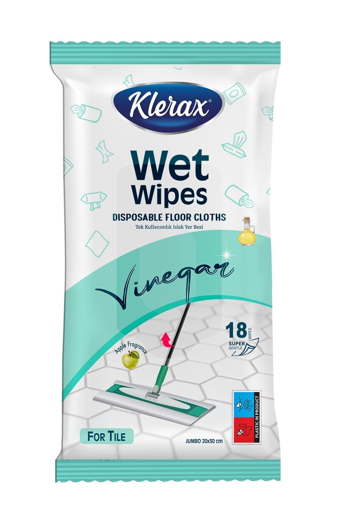 Klerax-Tile, ceramic, Marble Wet Floor Cloth with Vinegar Extract Jumbo 20x30 Cm 18 Sheets 1