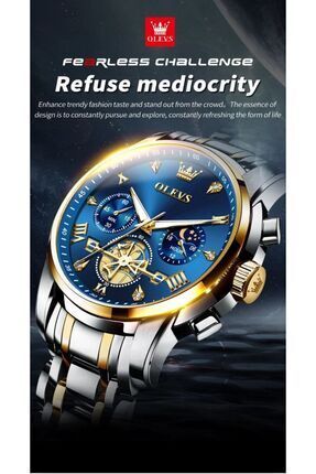 OLEVS Orijnal Paslanmaz Çelik Su Geçirmez Lüx 1. Sınıf Erkek Kol Saati