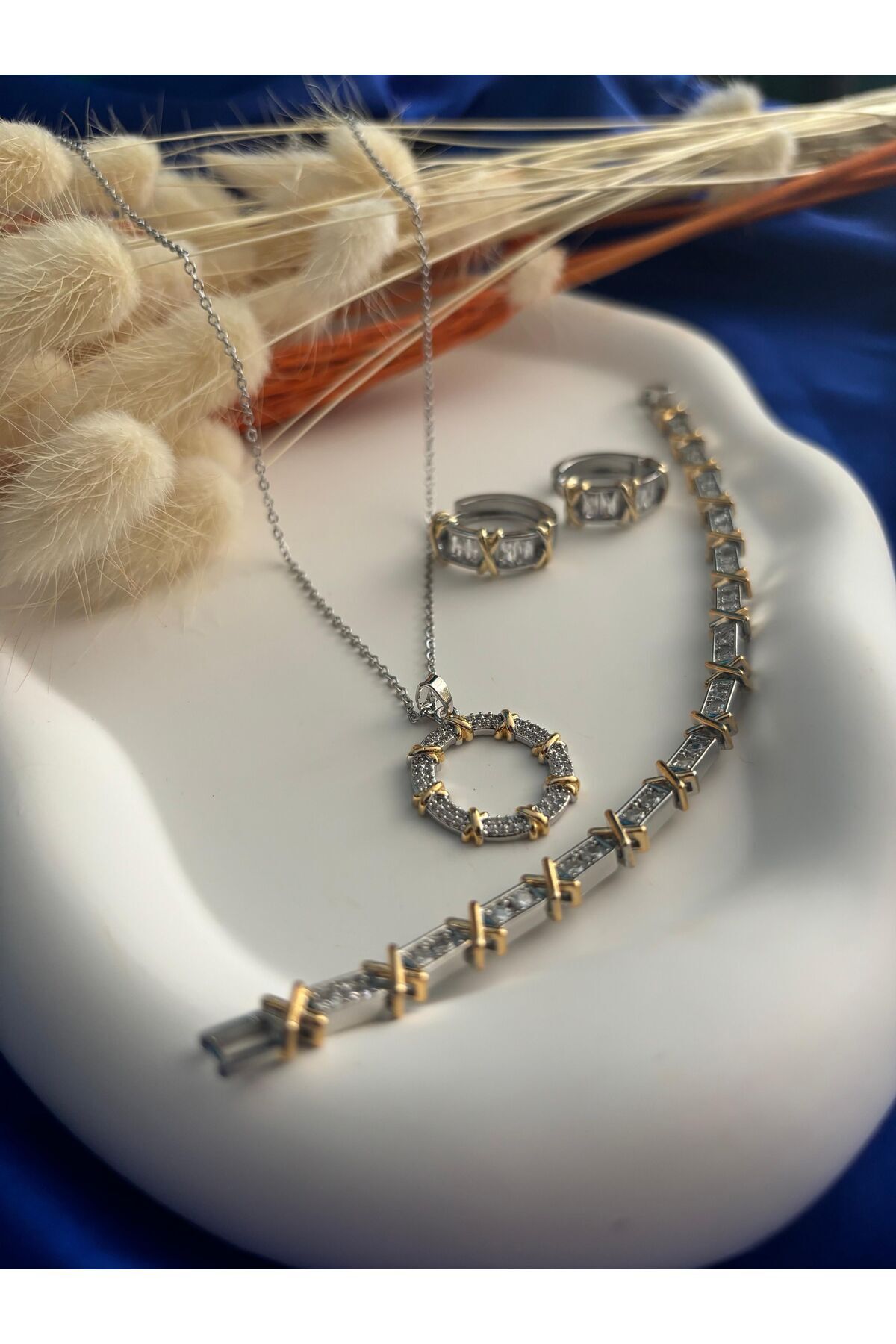 crown atelier Gümüş Model Yüksek Kalite Çelik Set