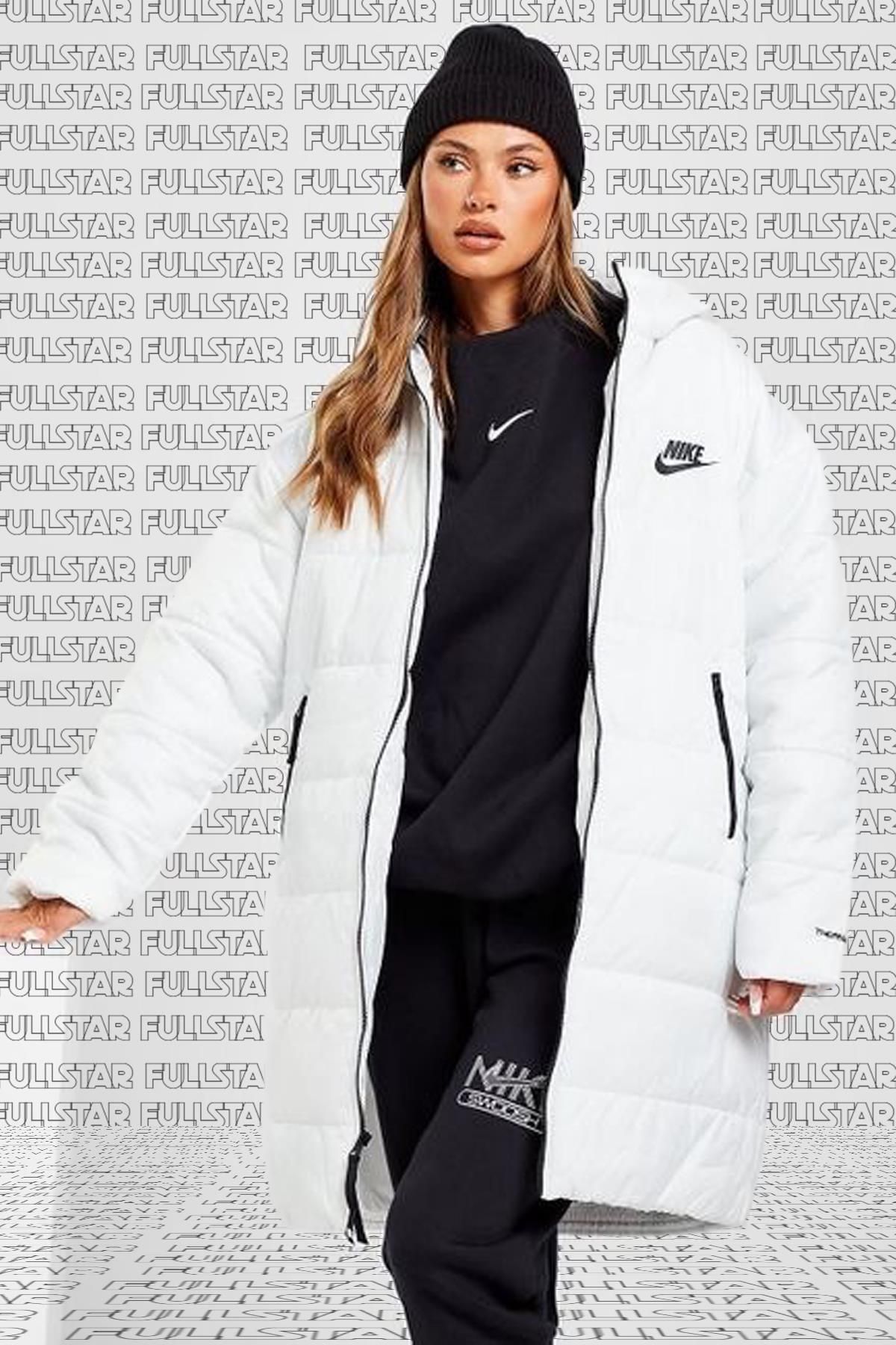 Therma Fit Repel Synthetic Fill Parka Kad n Uzun Midi Kapu onlu Mont Beyaz