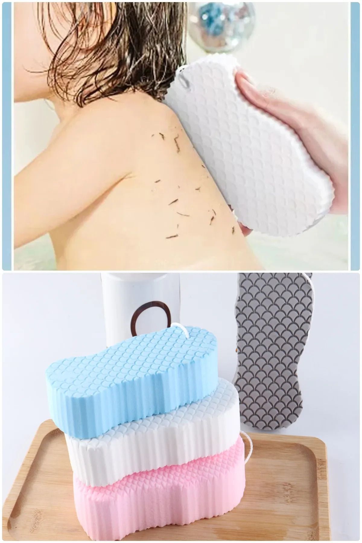 KUFAHOME Bebek Banyo Ölü Deri Sökücü Cil Temizleyicisi Vücut Duş Süngeri Yoğun Peeling Fırçası Masaj Sünger