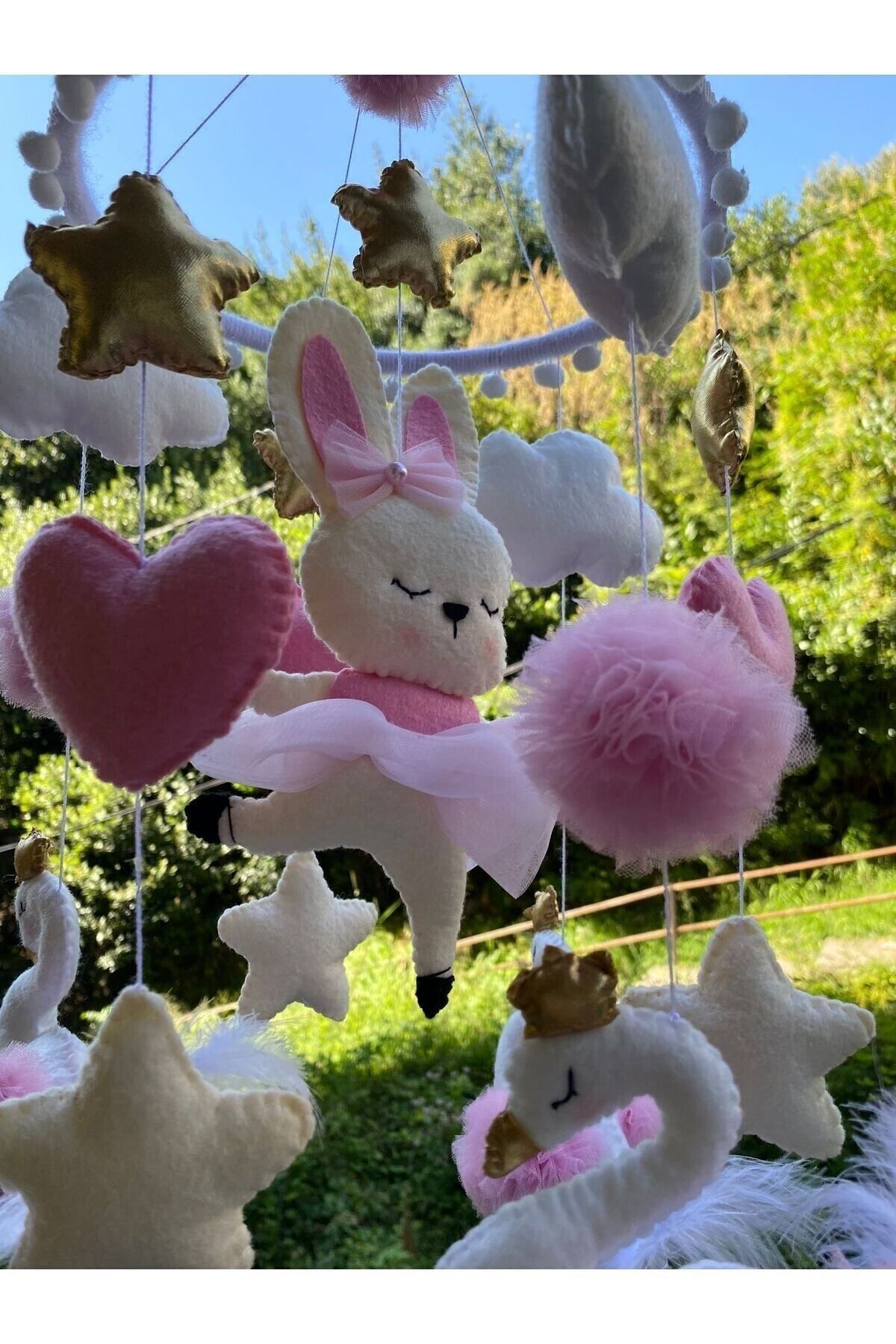 Duygunun Keçe Tasarımı Özel Tasarım Kız Bebek Erkek Bebek Sevimli Figür Bebek Müziksiz Beşik Dönencesi fotoğrafı 2 (önizleme)