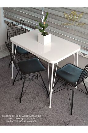 BY HAKAN AŞKIN Beyaz Metal Ayaklı 60x90 Cm KALINLIKLI (TEK MASA) Parlak Beyaz...