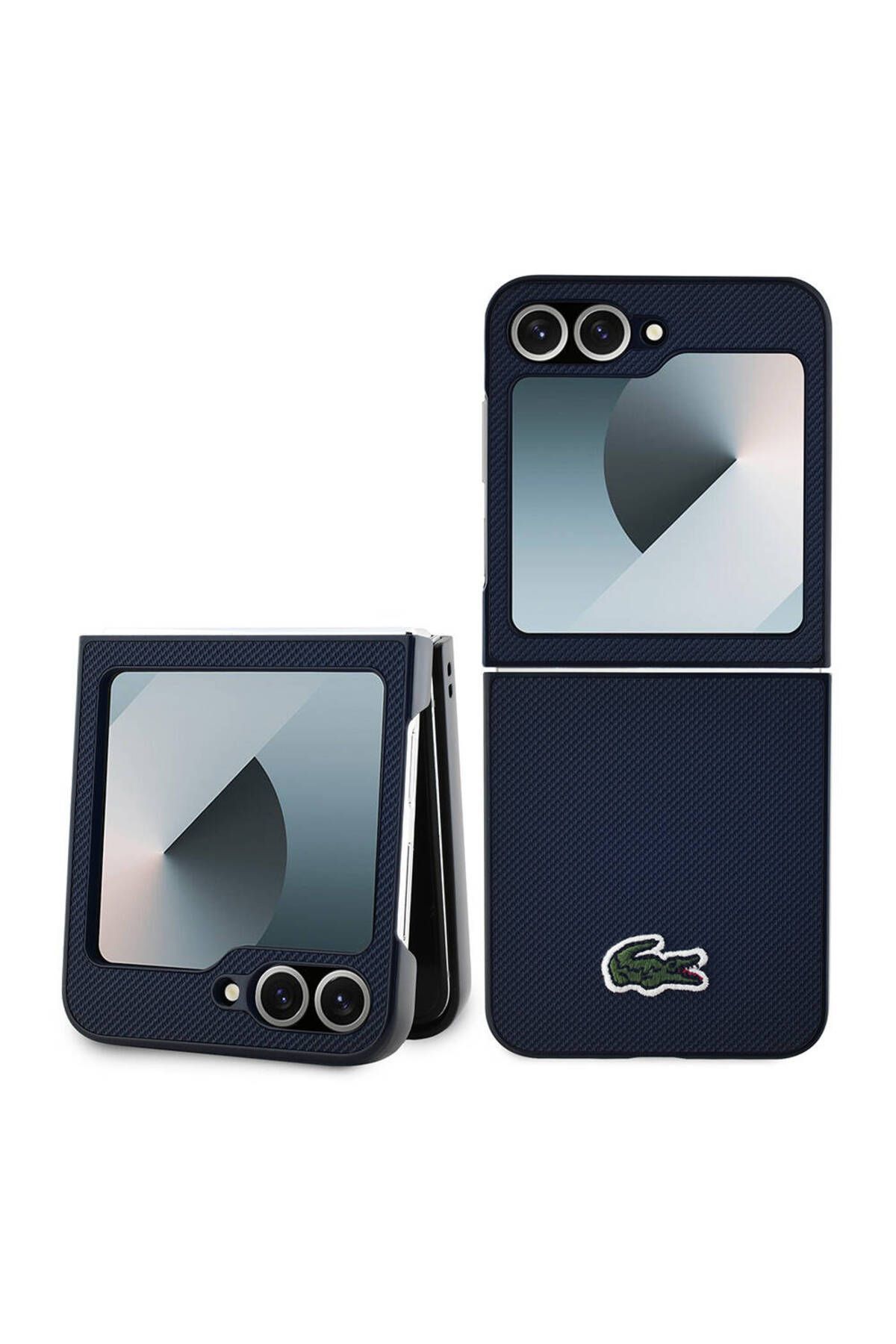 کاور و قاب GALAXY Z FLIP 6 CASE LACOSTE دارای مجوز PU PIKE الگوی IKONIC CROCODILE LOGO LAGO NAVY BLUE Lacoste