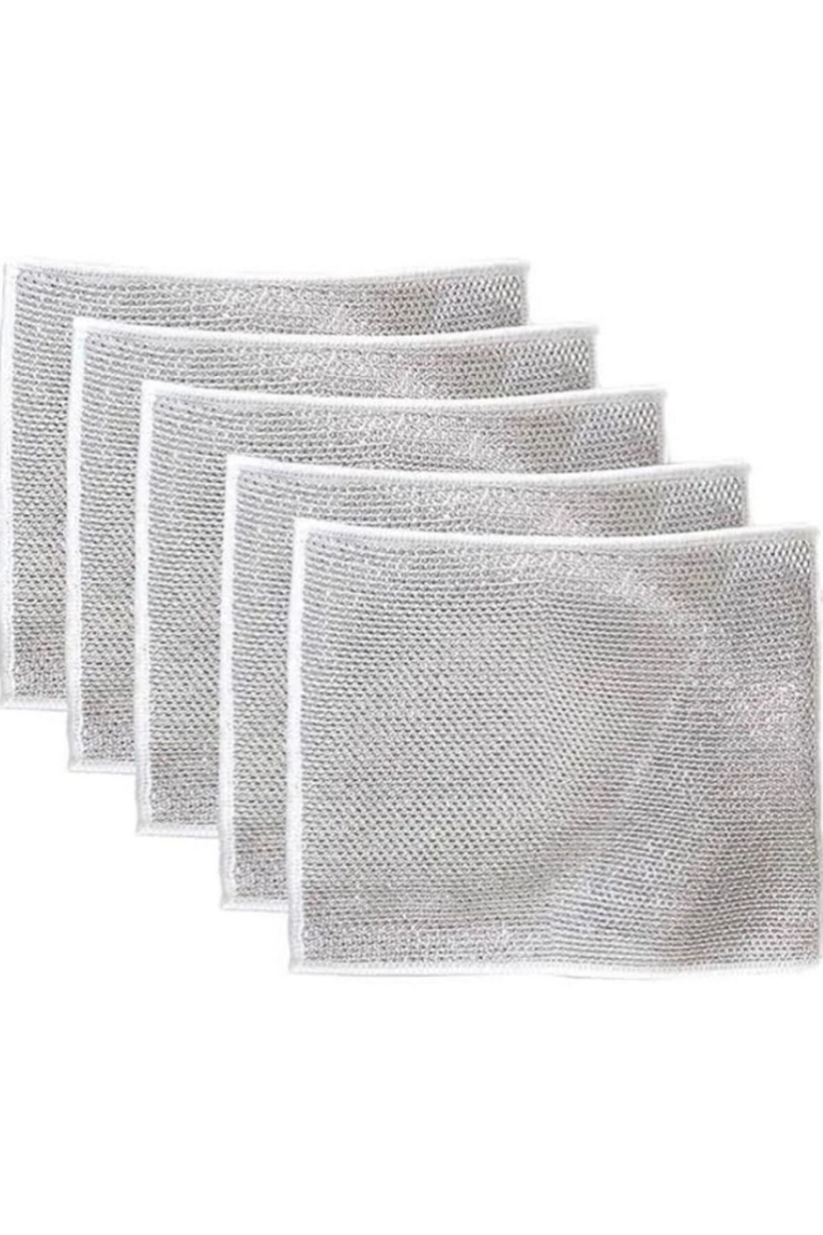 Blue Home Lıght 5 Adet Inox Çok Amaçlı Tel Temizlik Bezi Çizmez Bulaşık Bezi Iki Katmanlı Zor Kir Bezi