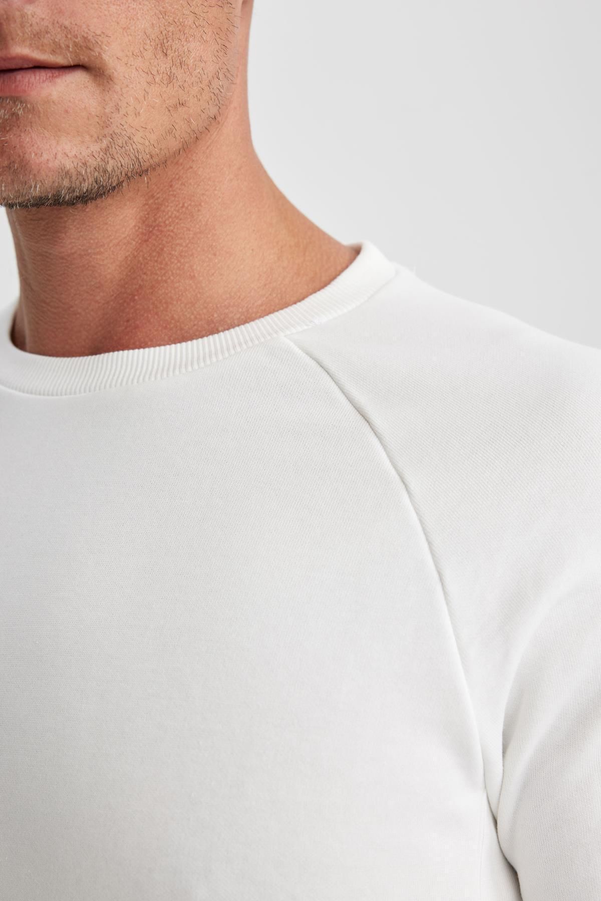 سویشرت مردانه سفید دفاکتو | A5281AX23AU اورجینال - تصویر 4