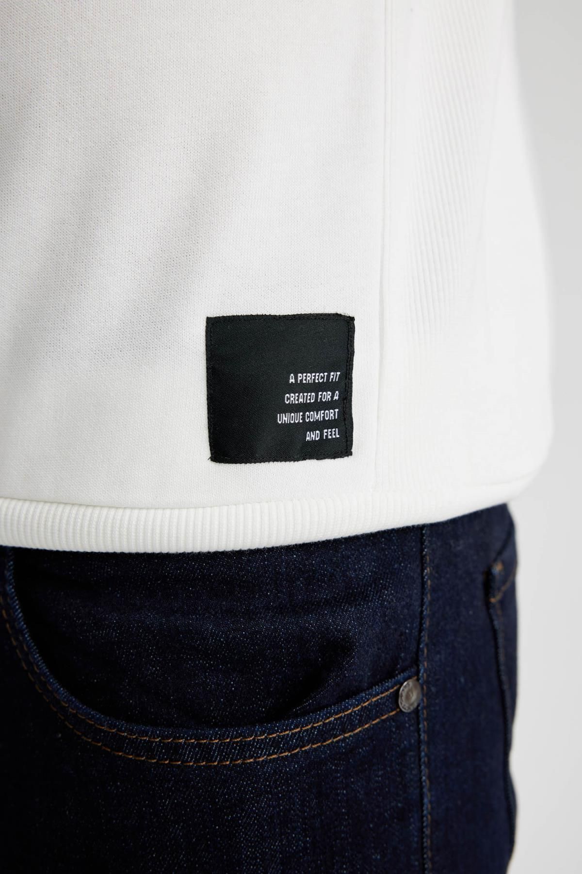 سویشرت مردانه سفید دفاکتو | A5281AX23AU اورجینال - تصویر 5