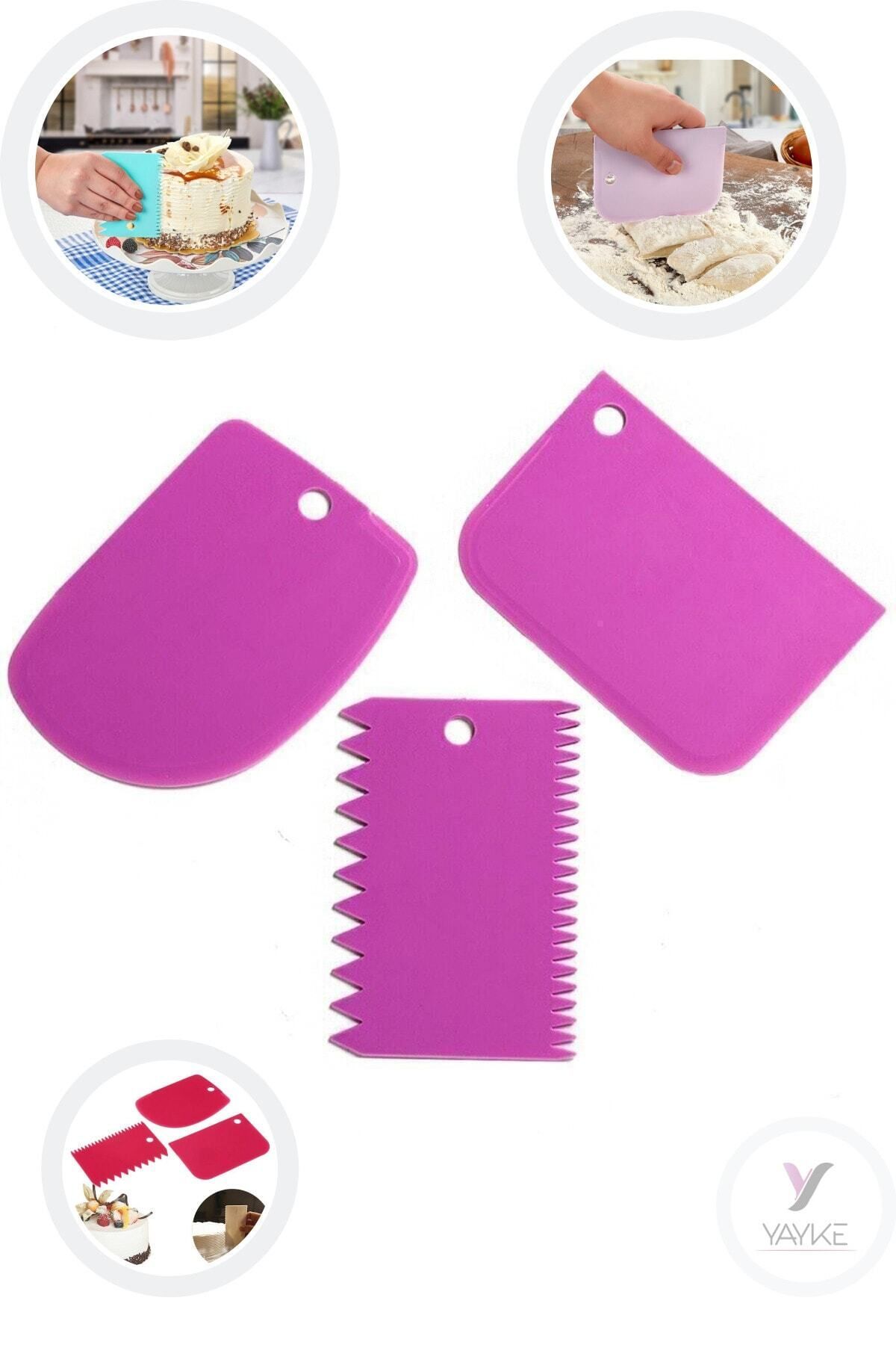 Yayke-Practical 3-Piece Dough Scraper Set - Decorator Scraper 4
