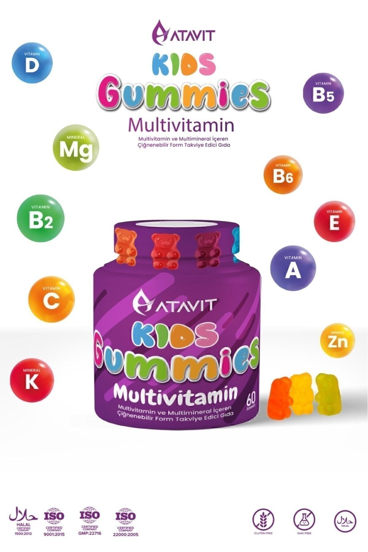 Atavit-Omega 3, D3 K2 and Magnesium - Set of 3 Multivitamin Gummies 7