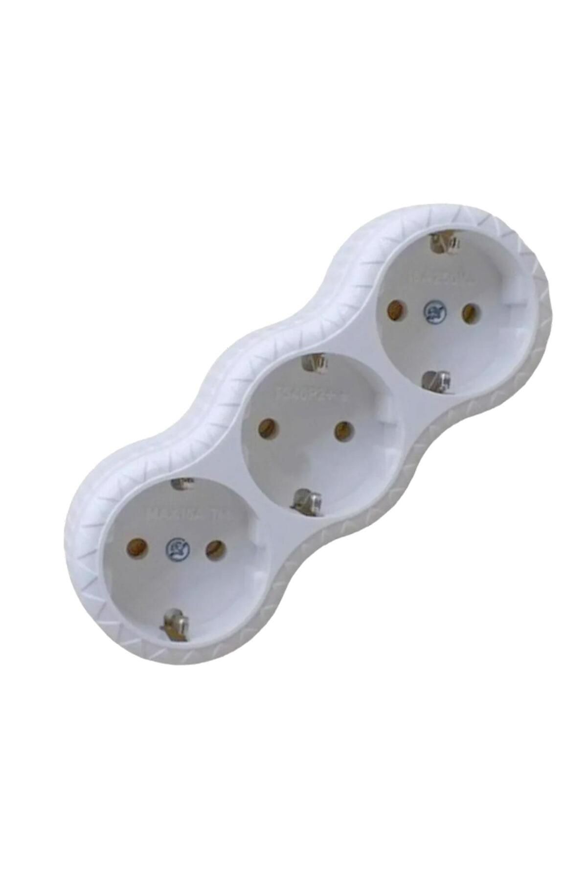 GLASWEN-Nilüfer 3-Piece Grounded Multi-Group Socket Multiplication Triple Plug Socket 4