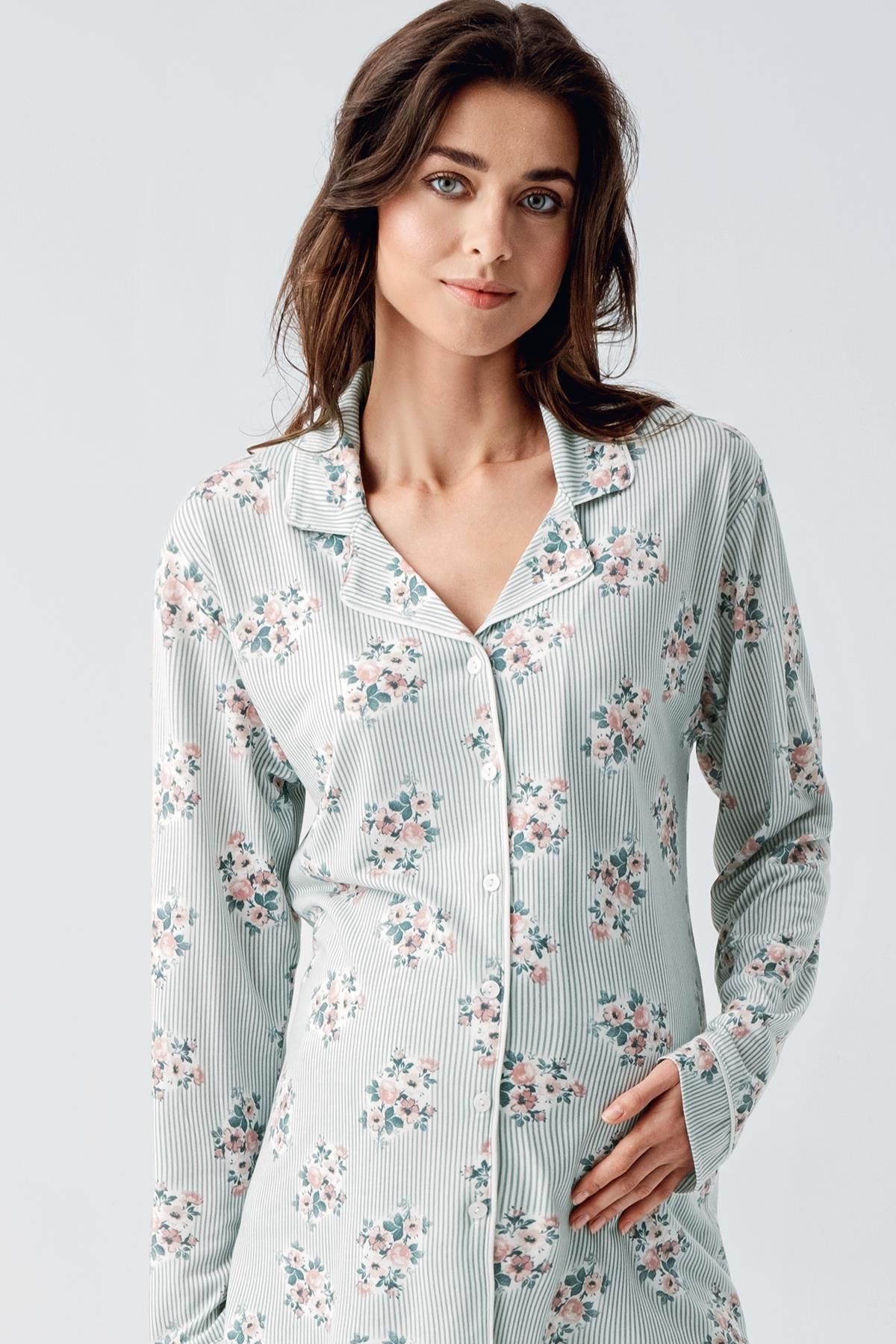 Artış-Flexible Viscous Pajama Set - Long Sleeve and Patterned 4