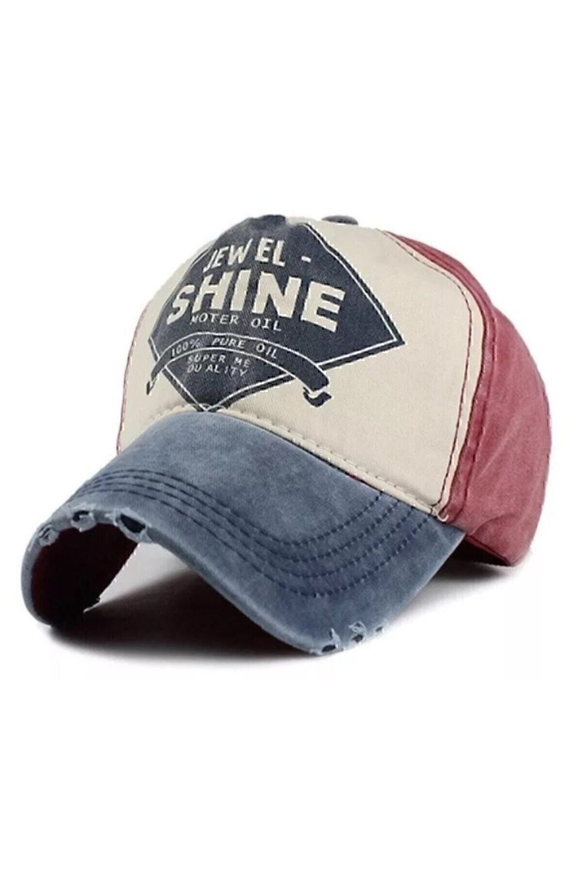 Lacivert Bordo Eskitme Shine Şapka