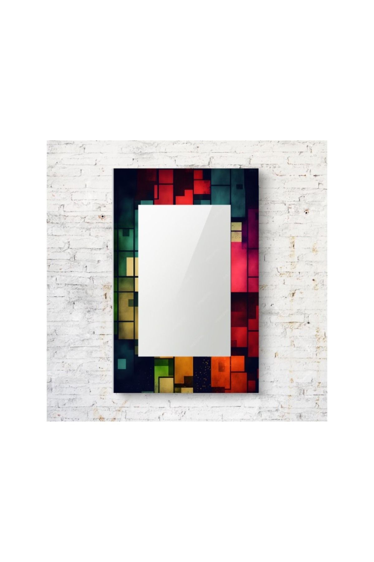 BD DİGİTAL-Decorative Patterned Rectangular Wall Mirror 134 - 60 X 90 1