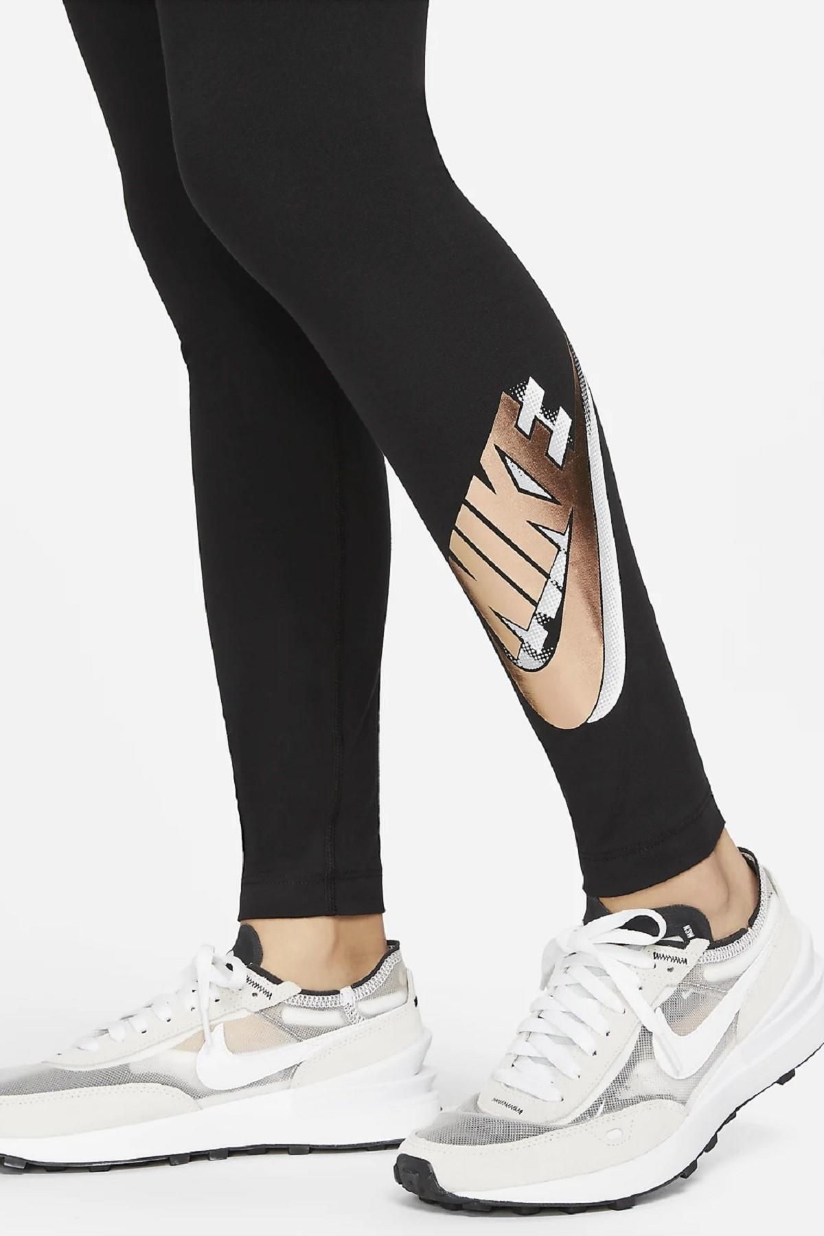 Nike Sportswear Essential High Rise Leggings Yuksek Belli Pamuklu Siyah Tayt Dm Fiyat Yorumlar Trendyol