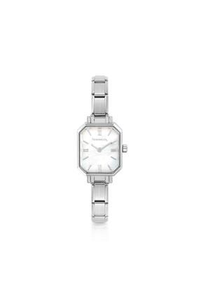 NOMİNATİON Paslanmaz Çelik Kayışlı Yeni Parıs Dikdörtgen 'saat - Beyaz Inci
