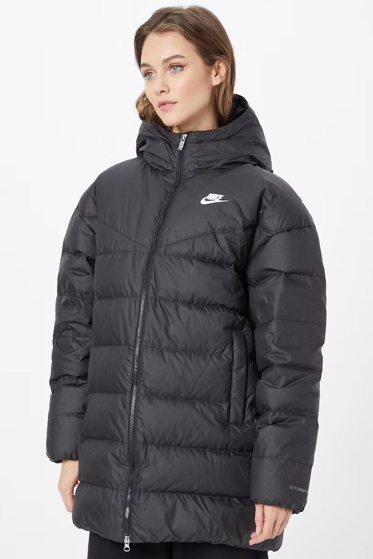 Nike Women s Storm Fit Down Fill Full Zip Black Long Coat Parka Trendyol