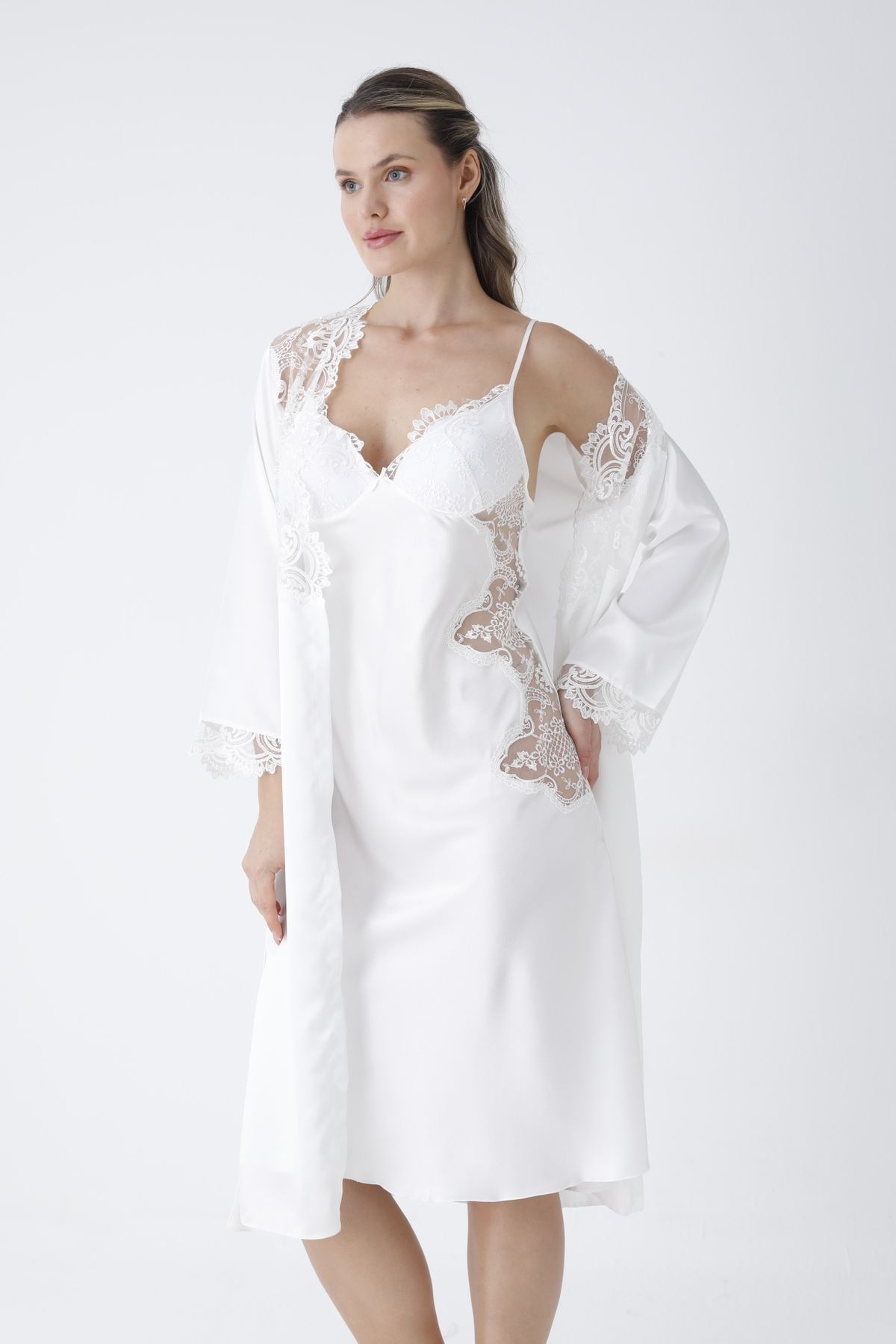 KARLİNAX Ekru Güpür Detaylı 6'lı Çeyiz Seti