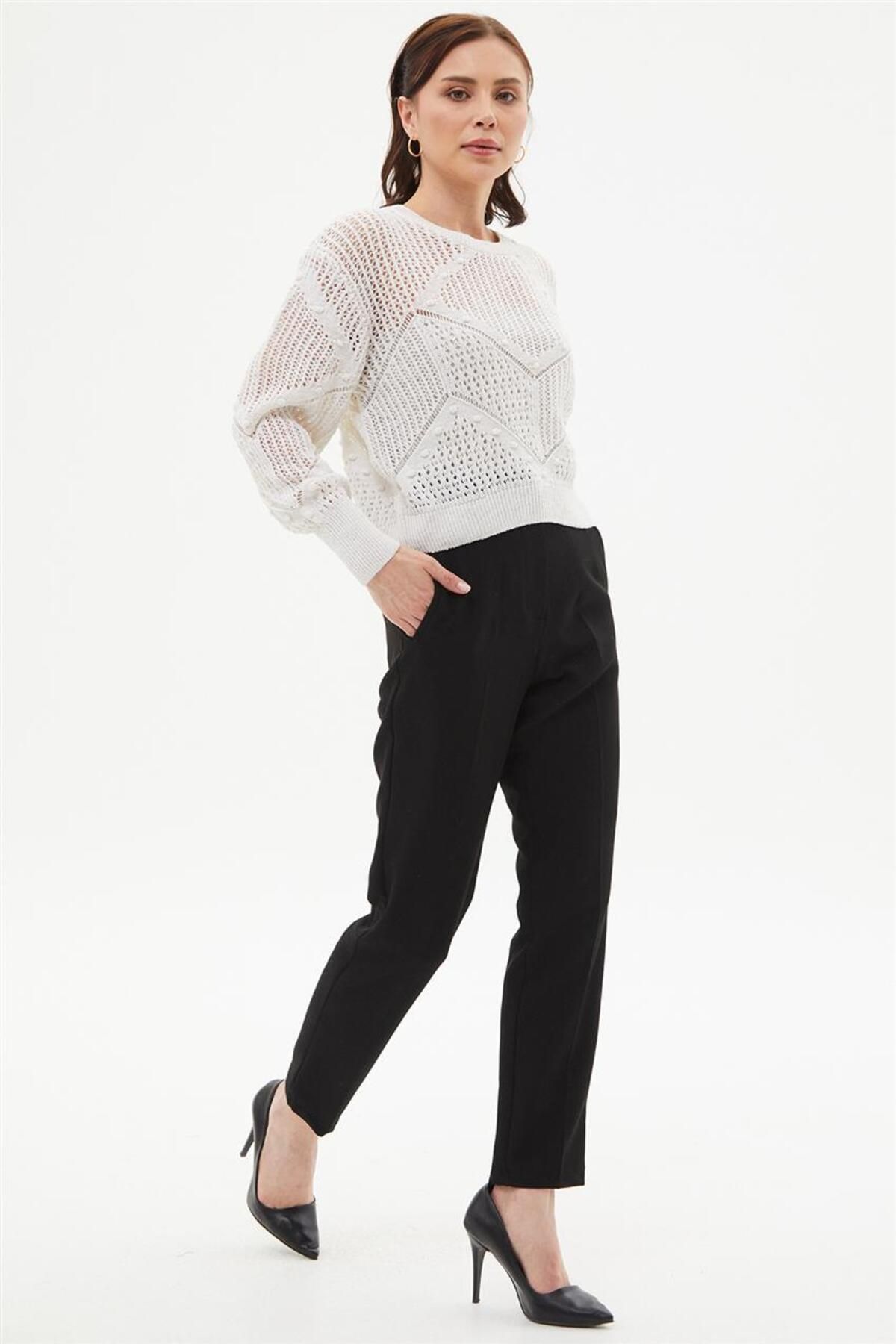 Mood Elite-Openwork Cream Sweater - 1650 Model 12 3