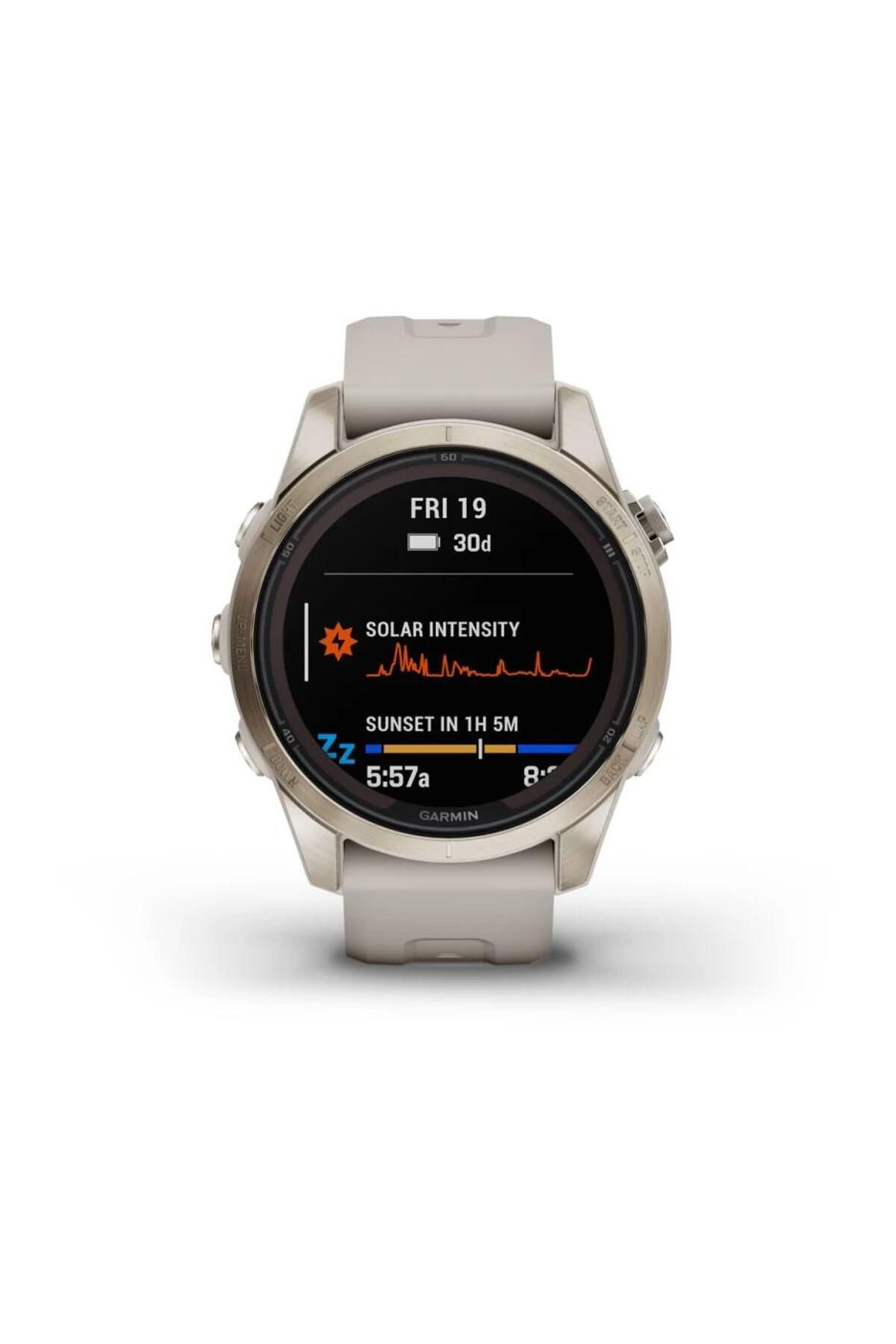 Garmin-GARMIN FENIX 7S PRO - SAPPHIRE SOLAR EDITION-SOFT GOLD WITH LIGHT SAND BAND 1