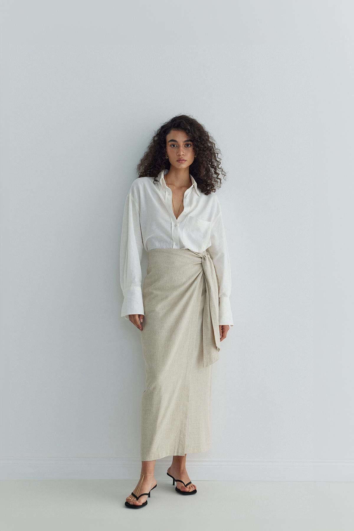 Suud Collection-Fustă Wrap din in natural Noli 2