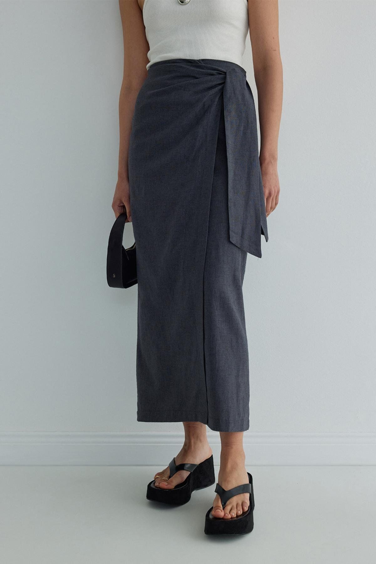 Suud Collection-Smoked Linen Wrap Skirt - Noli 3